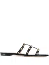 Valentino Strappy Sandals With Flat Sole Design In Black