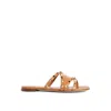 Valentino Garavani Rockstud Leather Flat Sandals In Brown
