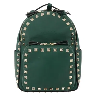 Pre-owned Valentino Garavani Rockstud Leather Green Leather Backpack Bag ()