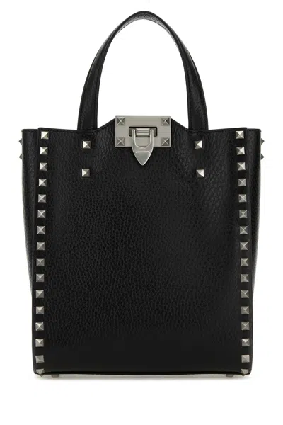 Valentino Garavani Rockstud Leather Handbag With Adjustable Shoulder Strap In Black