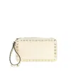 Valentino Rockstud Rectangular Clutch Bag With Wrist Strap In Neutral