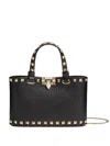 Valentino Mini Leather Rockstud Top-handle Bag In Black