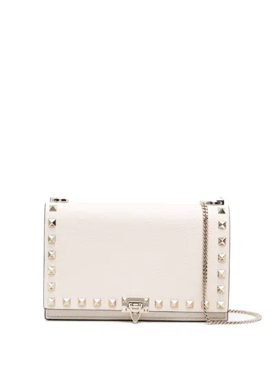 Valentino Garavani Rockstud Leather Mini Bag In White