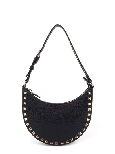Valentino Garavani Rockstud Leather Mini Hobo Bag In Black