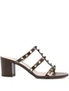 Valentino Garavani Rockstud Leather Sandals In Brown