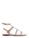 Valentino Garavani Rockstud Leather Sandals With Iconic All-over Studs In Beige