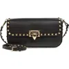 Valentino Garavani Rockstud Leather Shoulder Bag In Nero