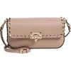 Valentino Women's Leather Rockstud Crossbody Bag In Poudre