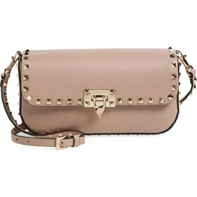 Valentino Garavani Women's Leather Rockstud Crossbody Bag In Powder