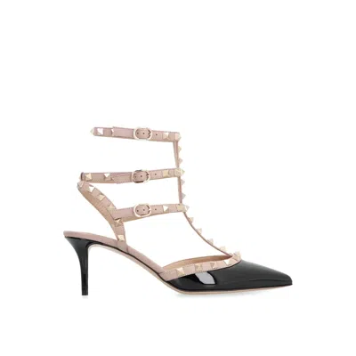 Valentino Garavani Garavani Rockstud Leather Slingback Pumps In Black Poudre