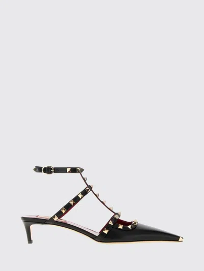 Valentino Garavani Rockstud Leather Slingback Pumps With A Low Stiletto Heel In Black