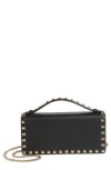 Valentino Garavani Rockstud Leather Wallet On A Chain In Black