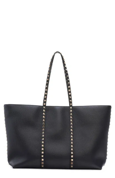 Valentino Garavani Rockstud Leather Tote Bag In Black