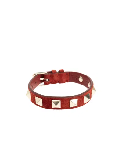 Valentino Garavani Multicolor Calf Leather Bos Taurus Bracelet In Red