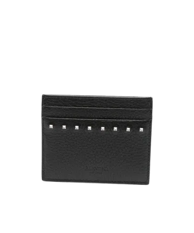 Valentino Garavani Rockstud Logo Debossed Cardholder In Black