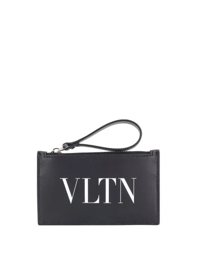 Valentino Garavani Vltn Logo Printed Zip In Black