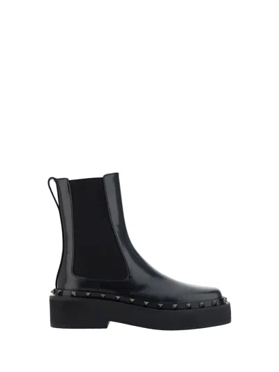 VALENTINO GARAVANI ROCKSTUD M-WAY LEATHER CHELSEA BOOTS