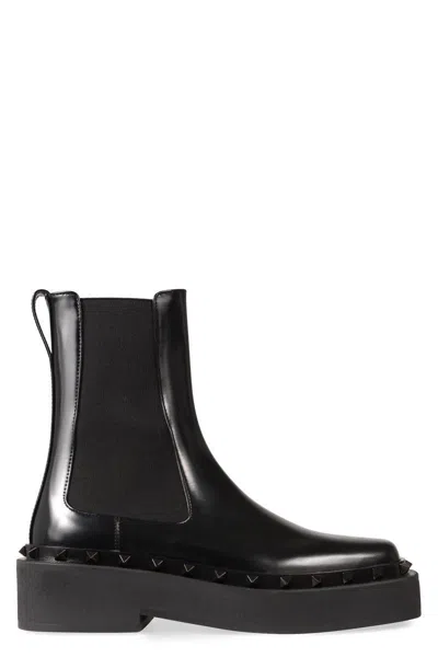 Valentino Garavani Rockstud M-way Leather Chelsea Boots