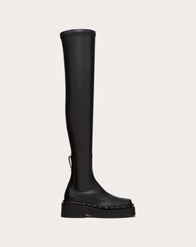 Valentino Garavani Rockstud M-way Over-the-knee Boot In Stretch Synthetic Material 50 Mm Woman Black