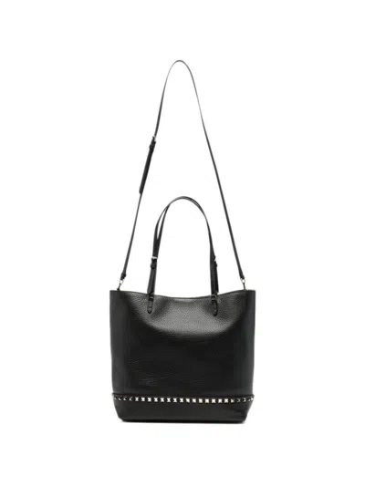 Valentino Garavani Rockstud Medium Leather Tote Bag In Black