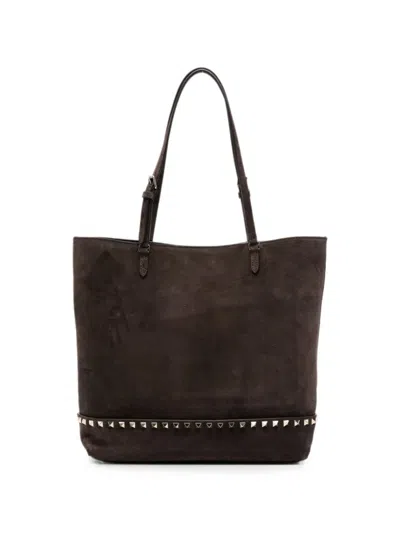 Valentino Garavani Rockstud Medium Leather Tote Bag In Brown