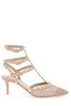 Valentino Rockstud 65 Embellished Leather Pumps In Neutrals