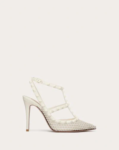 Valentino Garavani Rockstud Mesh Pumps With Matching Straps And Studs 100 Mm Woman Ivory 42