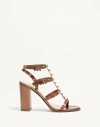 Valentino Rockstud Metallic Calfskin Leather Ankle Strap Sandal 90 Mm In Bronze