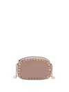 Valentino Chain Strap Studded Pebbled Texture Cross-body Bag In Pink