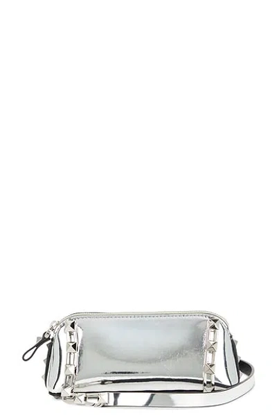 Valentino Garavani Rockstud Mini Clutch In Silver