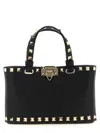 Valentino Mini Leather Rockstud Top-handle Bag In Black