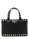 Valentino Mini Leather Rockstud Top-handle Bag In Black