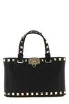 Valentino Mini Leather Rockstud Top-handle Bag In Black