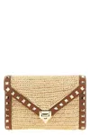 Valentino Garavani Mini Rockstud Raffia Crochet Shoulder Bag In Neutral