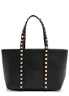 Valentino Garavani Rockstud Mini Grained Leather Tote In Black