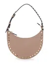 Valentino Rockstud Mini Grainy Leather Hobo Bag In Pink