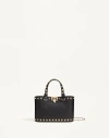 Valentino Garavani Rockstud Mini Shopping Bag In Grainy Calfskin Woman Black Uni