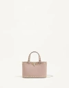 Valentino Garavani Rockstud Mini Shopping Bag In Grainy Calfskin Woman Poudre Uni