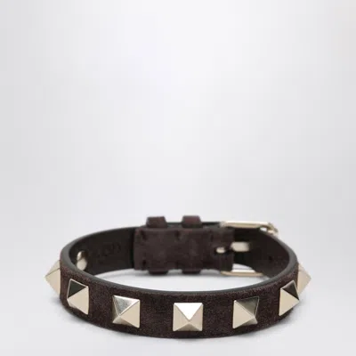 Valentino Garavani Rockstud Mini Suede Bracelet In Brown