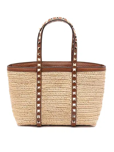 Valentino Garavani Rockstud Mini Tote In Brown