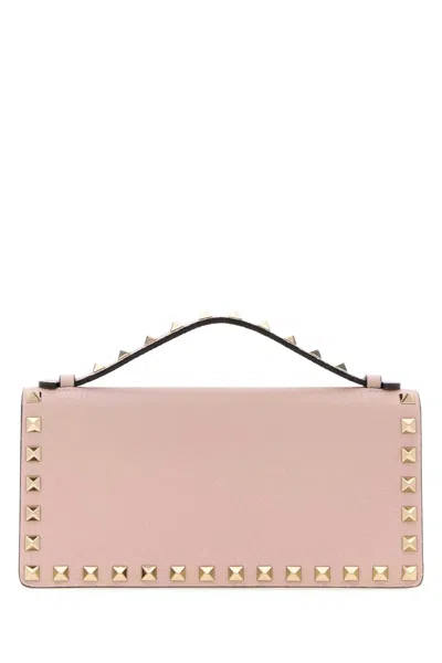Valentino Garavani Rockstud Mini Wallet With Strap In Rose Quartz
