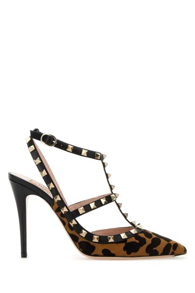 Valentino Garavani Printed Calf Hair Rockstud Pumps In Multi