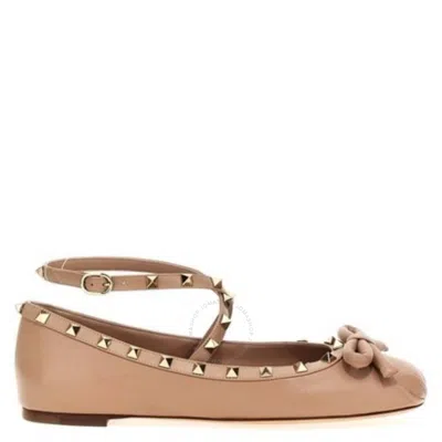 Valentino Garavani Rockstud Nappa Ballet Flats In Pink