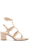 Valentino Garavani Light Beige Pyramid Studded Sandal With 60mm Block Heel