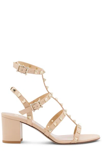 Valentino Garavani Garavani Rockstud Ankle-strap Heeled Sandals In White