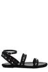 Valentino Torchon Rope-trimmed Studded Leather Sandals In Black
