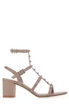 Valentino Rockstud Open-toe Leather Heeled Sandals In Neutrals