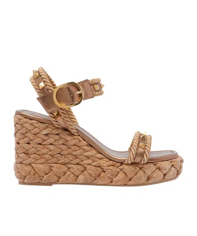 VALENTINO GARAVANI VALENTINO GARAVANI ROCKSTUD OPEN TOE WEDGE SANDALS
