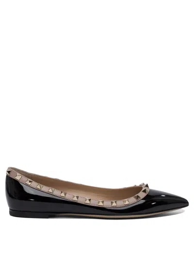 Valentino Garavani Rockstud Patent Leather Ballerina Shoes