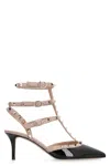 Valentino Rockstud Caged 65 Patent Ankle Strap Pump In Black